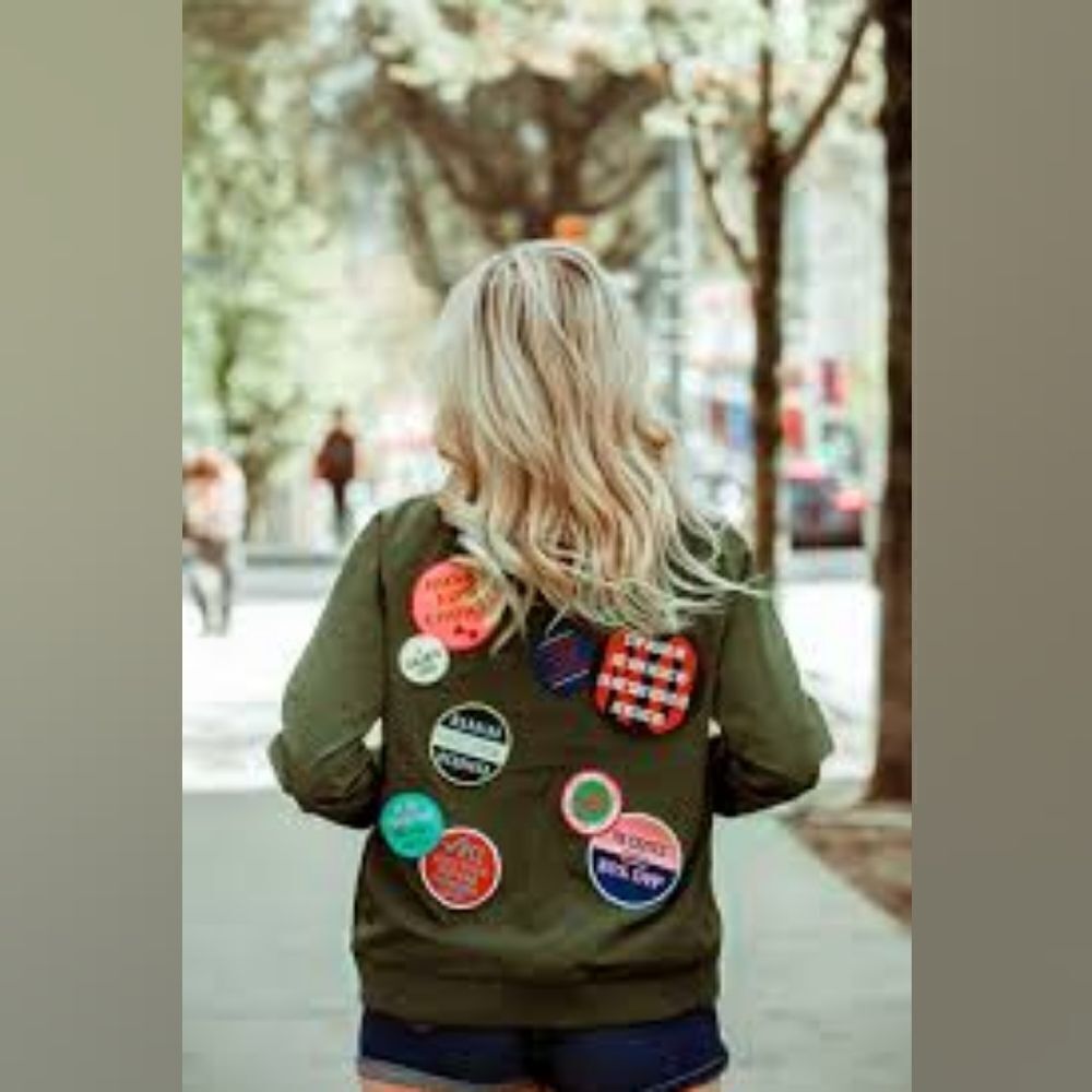 Wildfang Wild Feminist Collection Olive Bomber Jacket with Patches XS